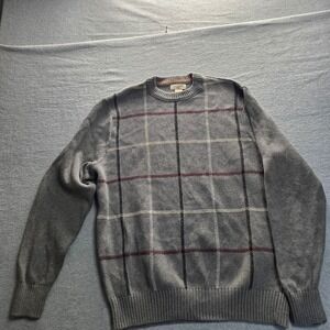 Dockers Mens Gray Windowpane Plaid Cotton Crewneck Sweater Large 736401527647